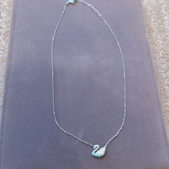 Authentic Swarovski blue/silver crystal swan necklace. NWOT. - Picture 1 of 6